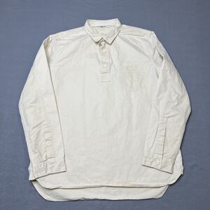 Kestin Popover Shirt Men's Large Beige 100% Cotton Collared Long Sleeve Pullover
